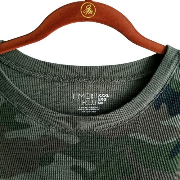 Time and Tru Green Camo LS Henley XXXL 4 0221 - Picture 4 of 5